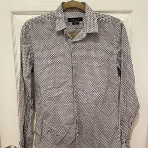 Zara Man Skull Print Long Sleeve Button Up Shirt